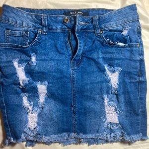 Distressed Jean Skirt - Size: S (~4)